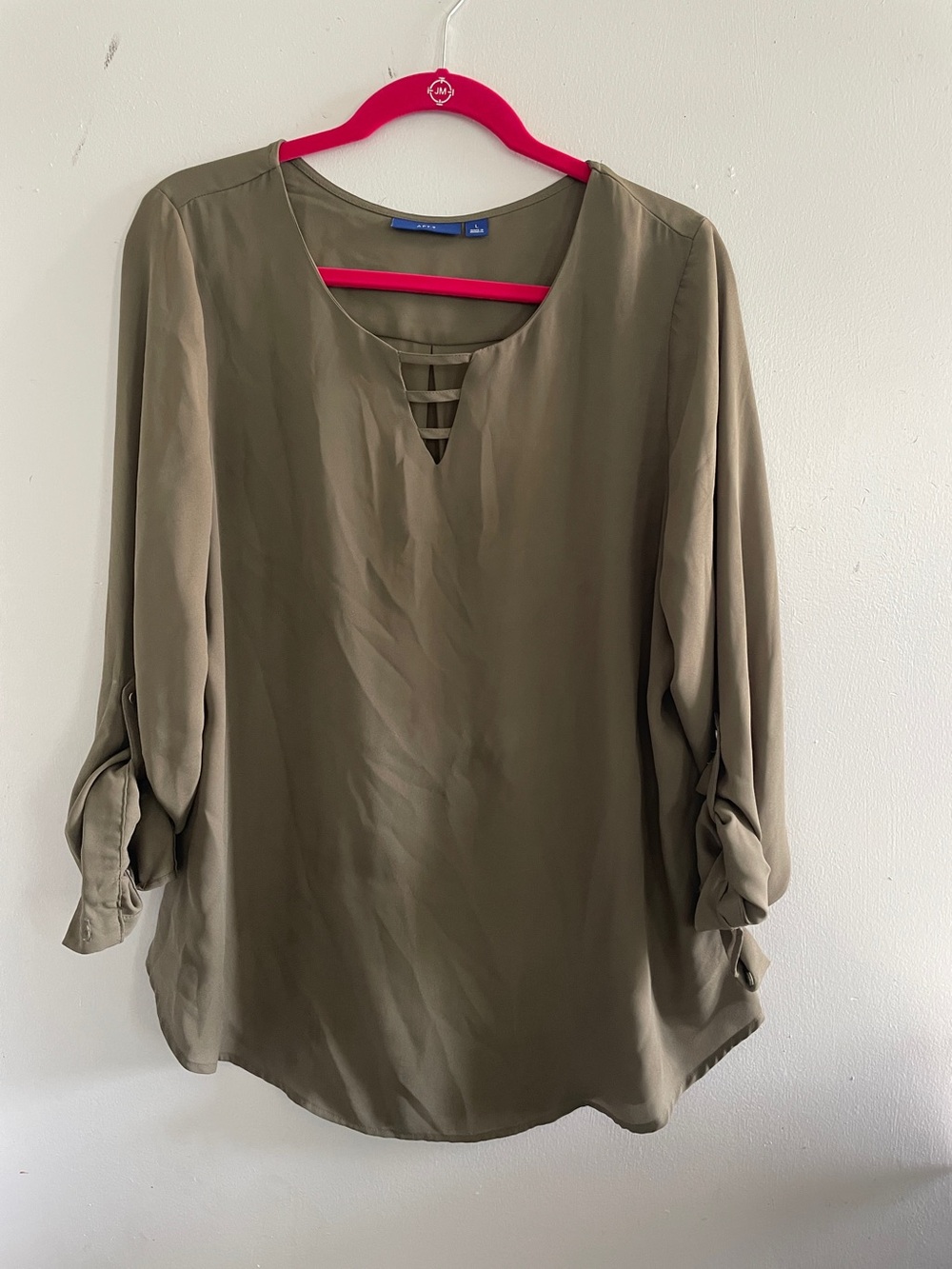 Apt. 9 Olive Ladder-Detail Roll-Tab Blouse
